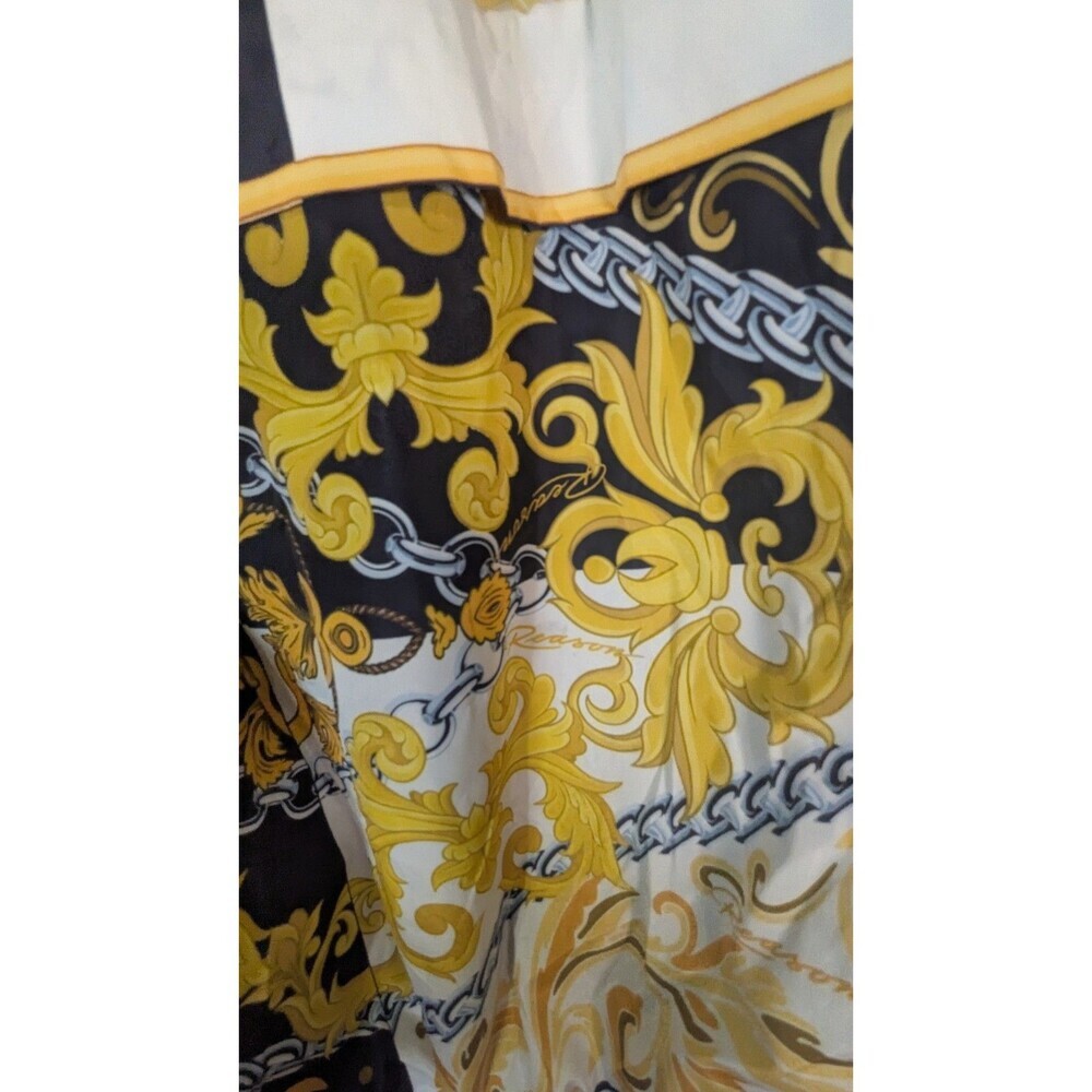 Reason Brand Baroque Chain Print Hooded Windbreaker Anorak Jacket XL Black Gold - Picture 5 of 7